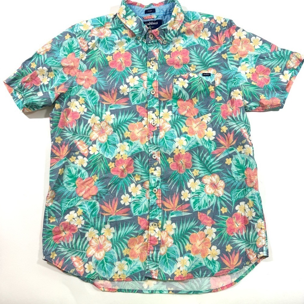 Chubbies Friday Button Down Shirt Muted Hawaiian Print